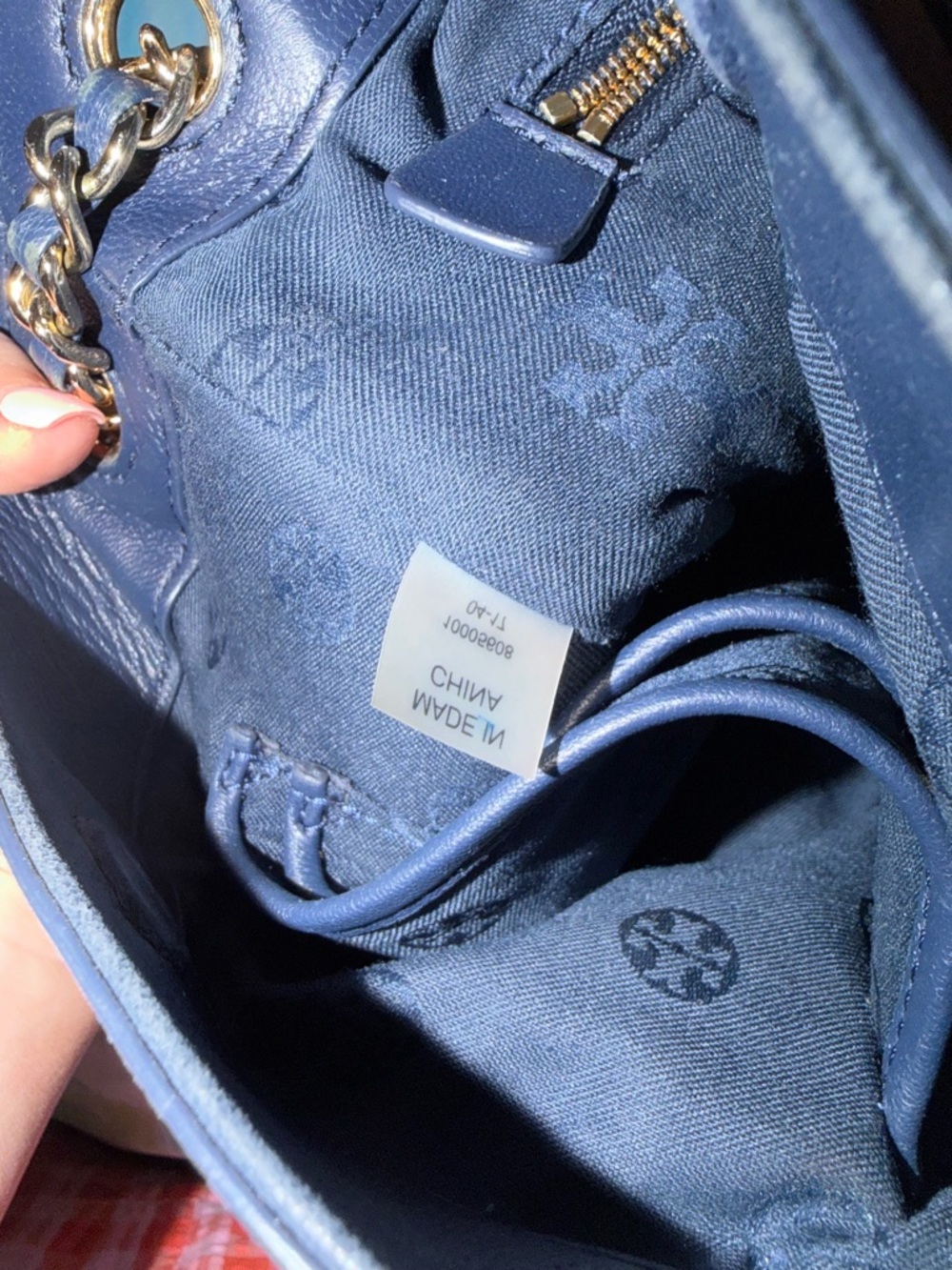 Tory Burch Fleming Swingpack Quilted Leather Chain Shoulder Bag Crossbody Navy - Picture 5 of 10